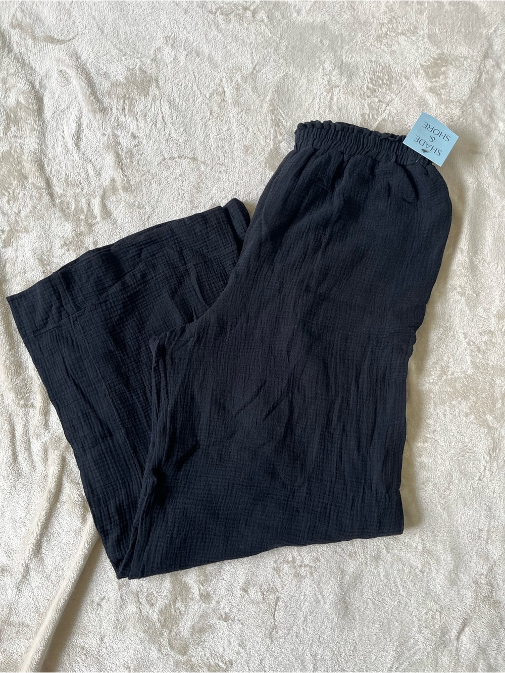 Shade & Shore Women’s Black Gauze Swim Cover Up Pants M XL NWT Wide Leg